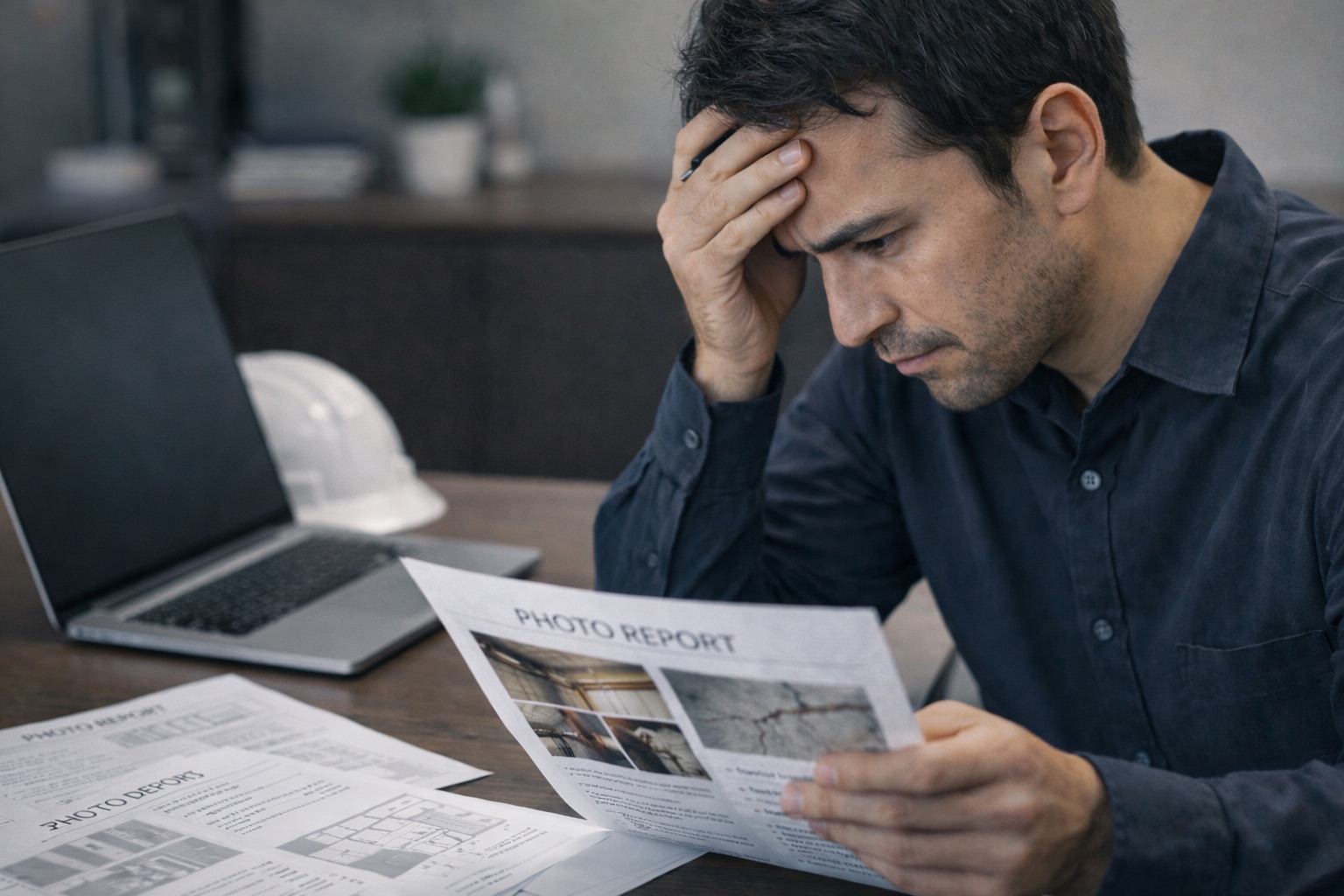 写真付き報告書をPCで作成しているが、内容整理に悩む担当者