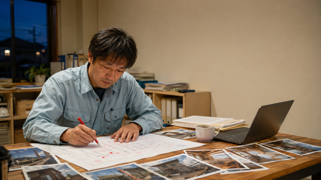 写真付き報告書の撮影位置図を手作業で作成する3つの負担
