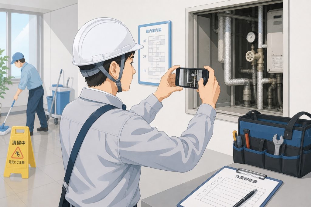 点検作業報告書用の写真撮影